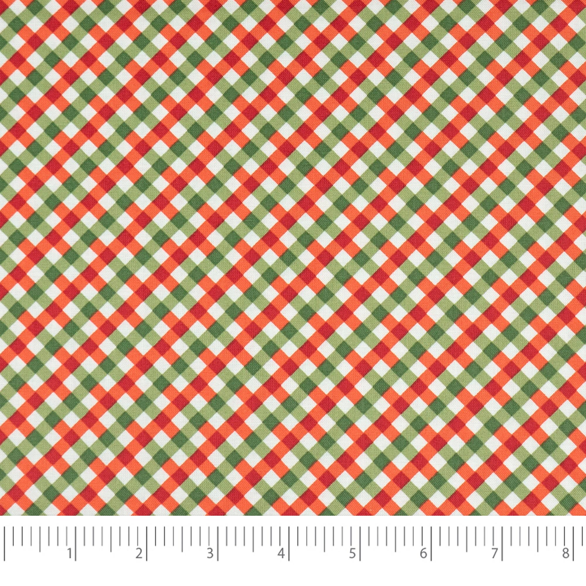 SINGER Christmas Holiday Gnomes Plaid Cotton Fabric